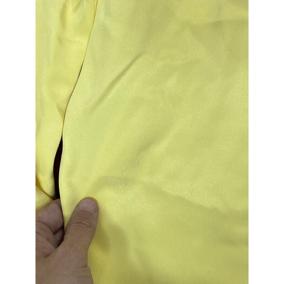 Vintage Due Per Due S 12 %100 Silk Yellow Blouse Long Sleeve Shirt Waitress 80s - Picture 6 of 10